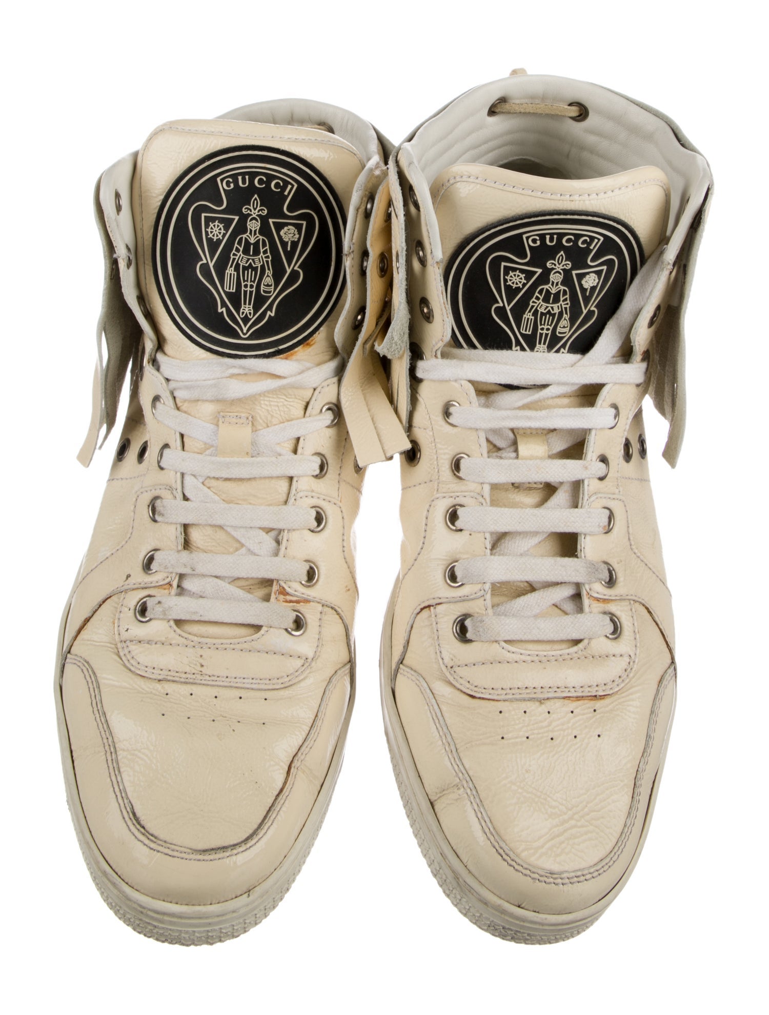 Gucci Patent Leather Fringe Trim Accent Sneakers